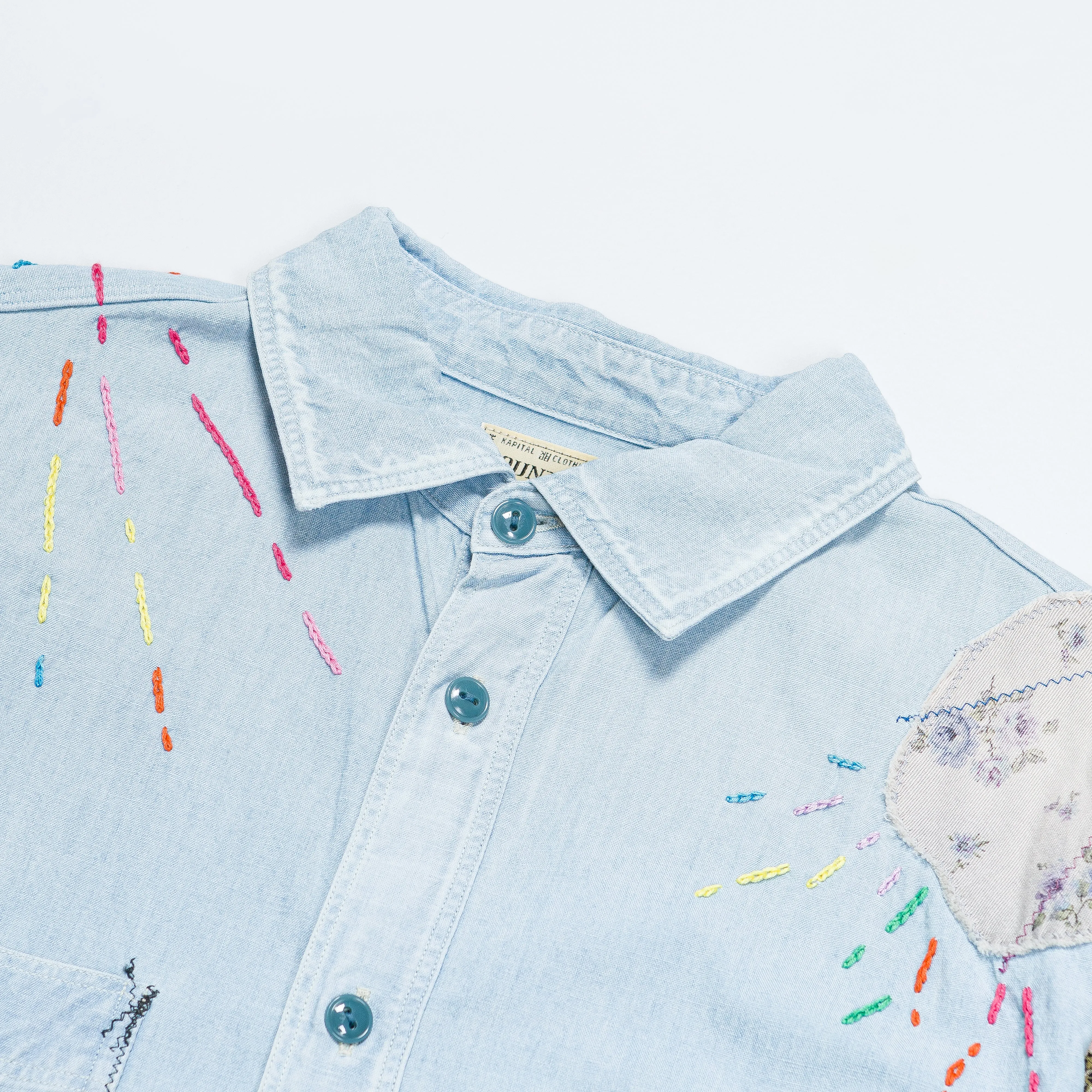 Chambray WORK Shirt (HIPPIE PATCH REMAKE) - Sax