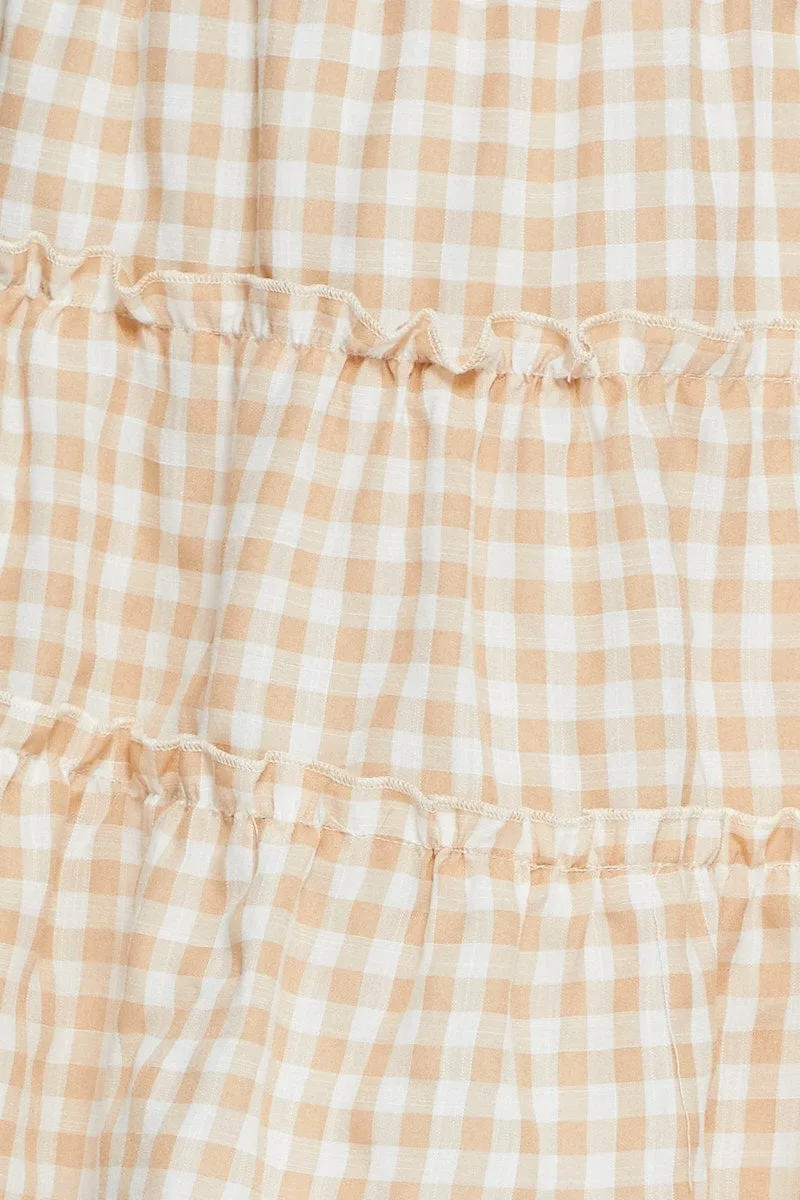 Check Gingham Mini Skater Skirt