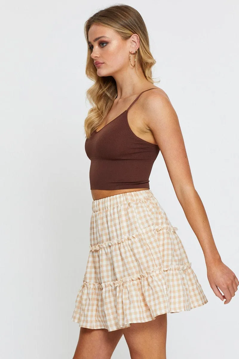 Check Gingham Mini Skater Skirt