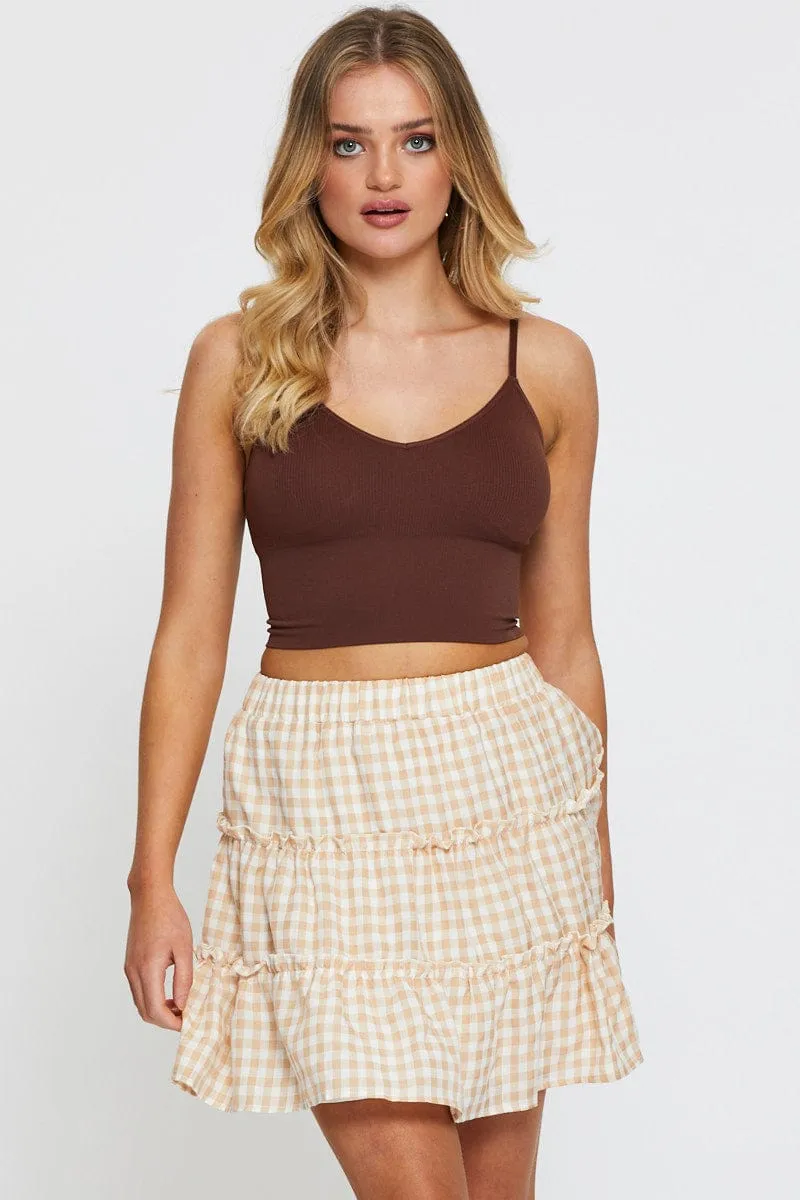 Check Gingham Mini Skater Skirt