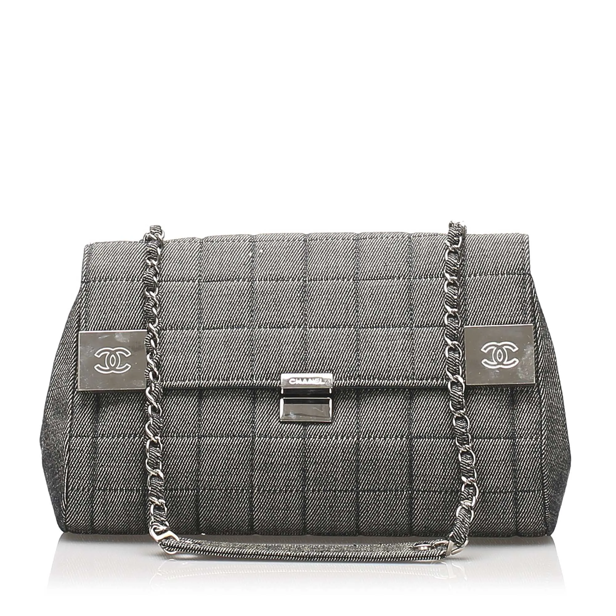 Choco Bar Denim Flap Bag Gray