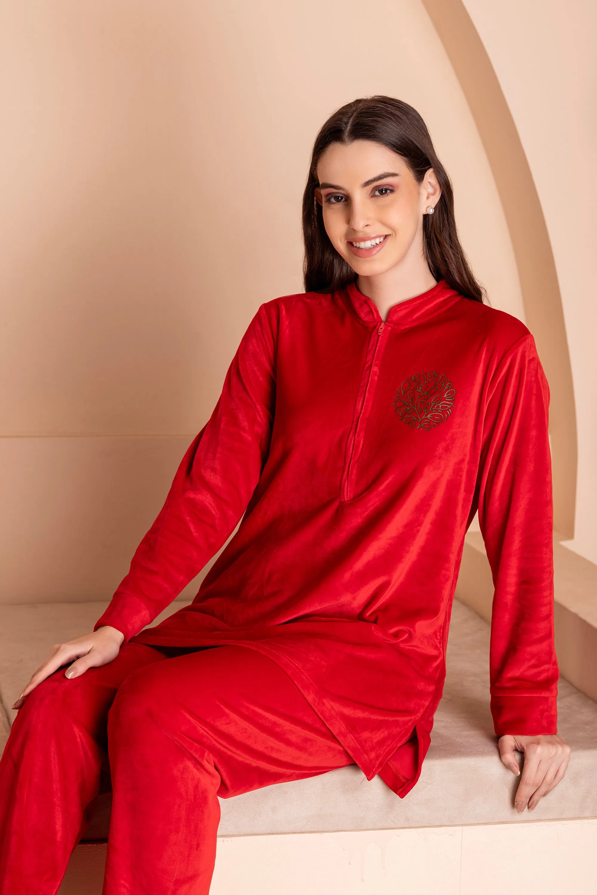 Christmas Pj set in Red velvet