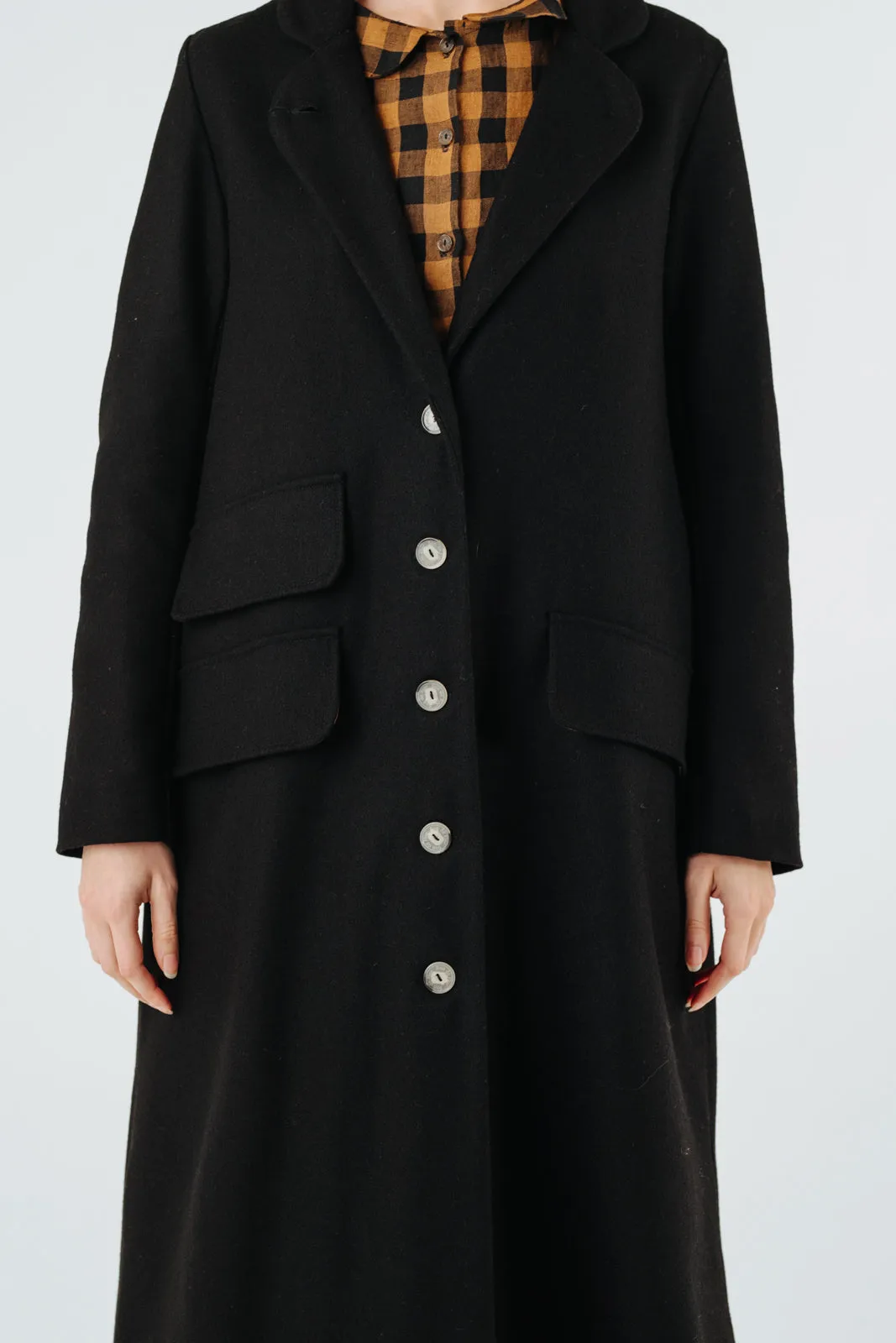 Claudia Coat, Wool, Black Pansy