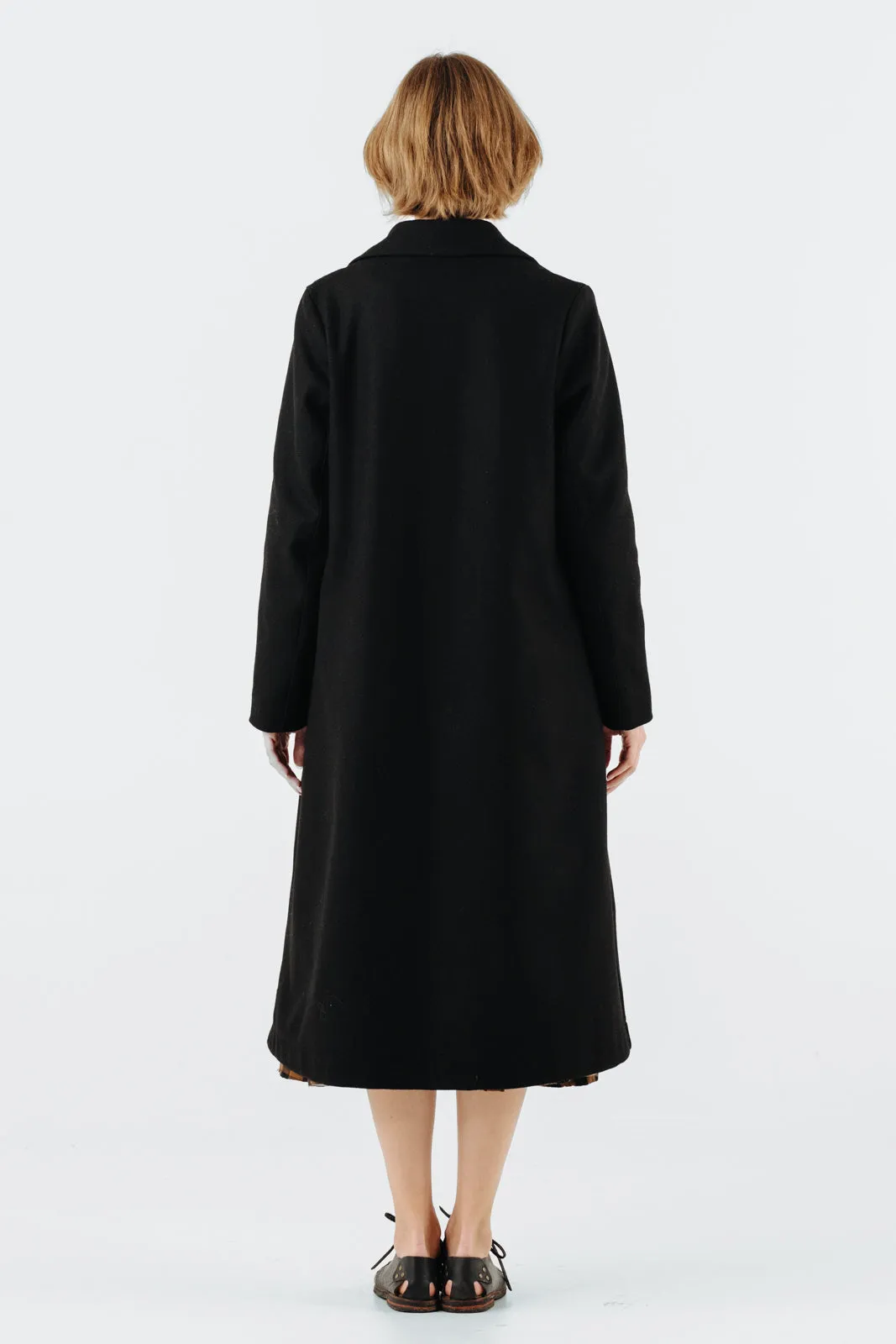 Claudia Coat, Wool, Black Pansy