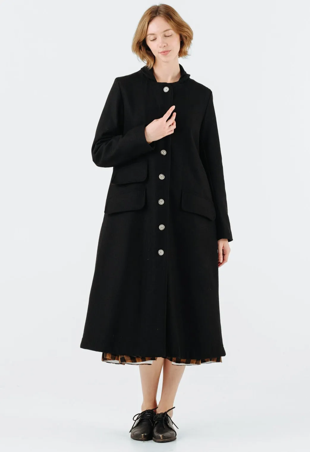 Claudia Coat, Wool, Black Pansy