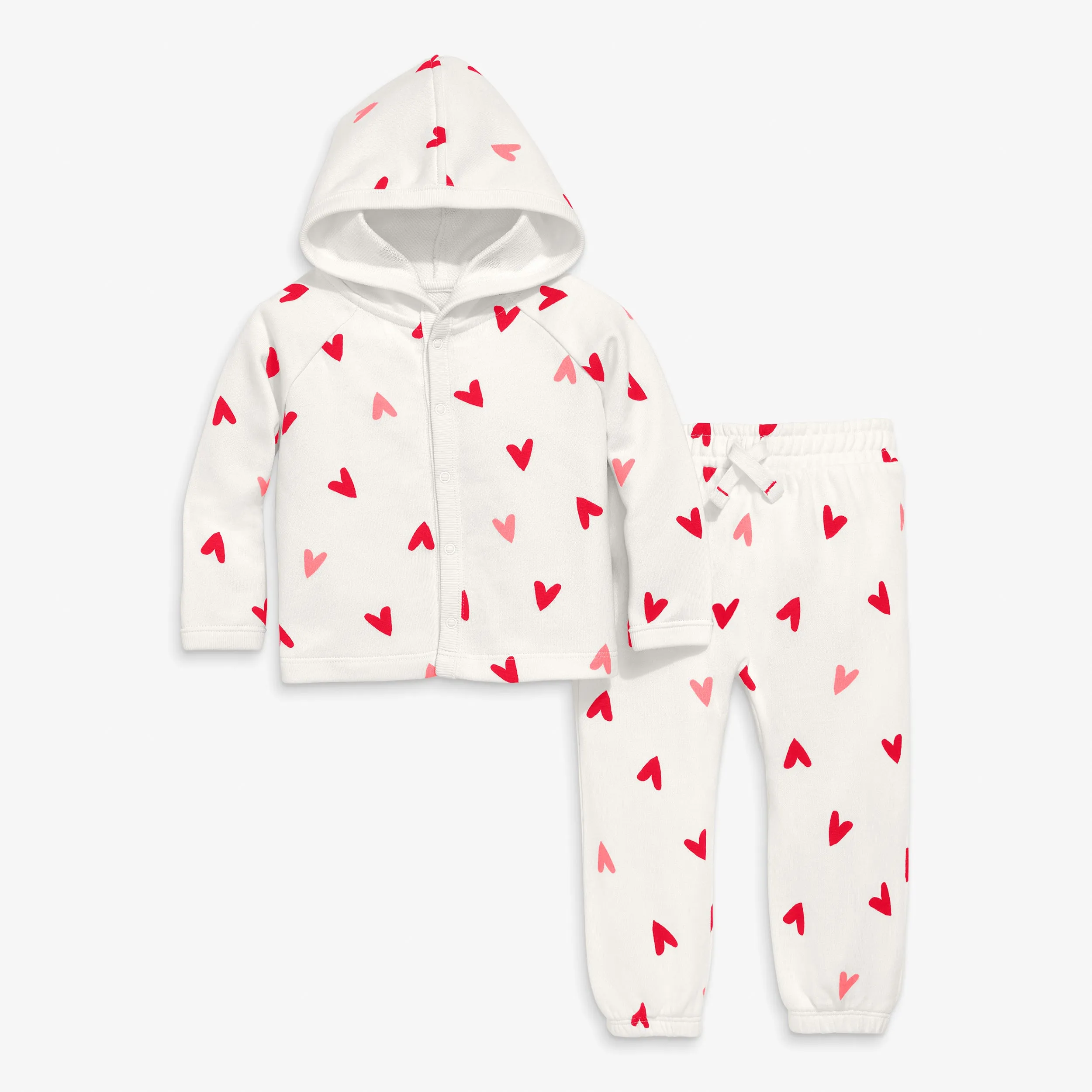 Clearance baby snap jacket & pant set in mini hearts