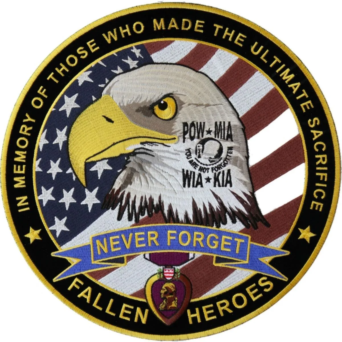 Daniel Smart Fallen Heroes Memorial Iron on Patch, 12 x 12 inches