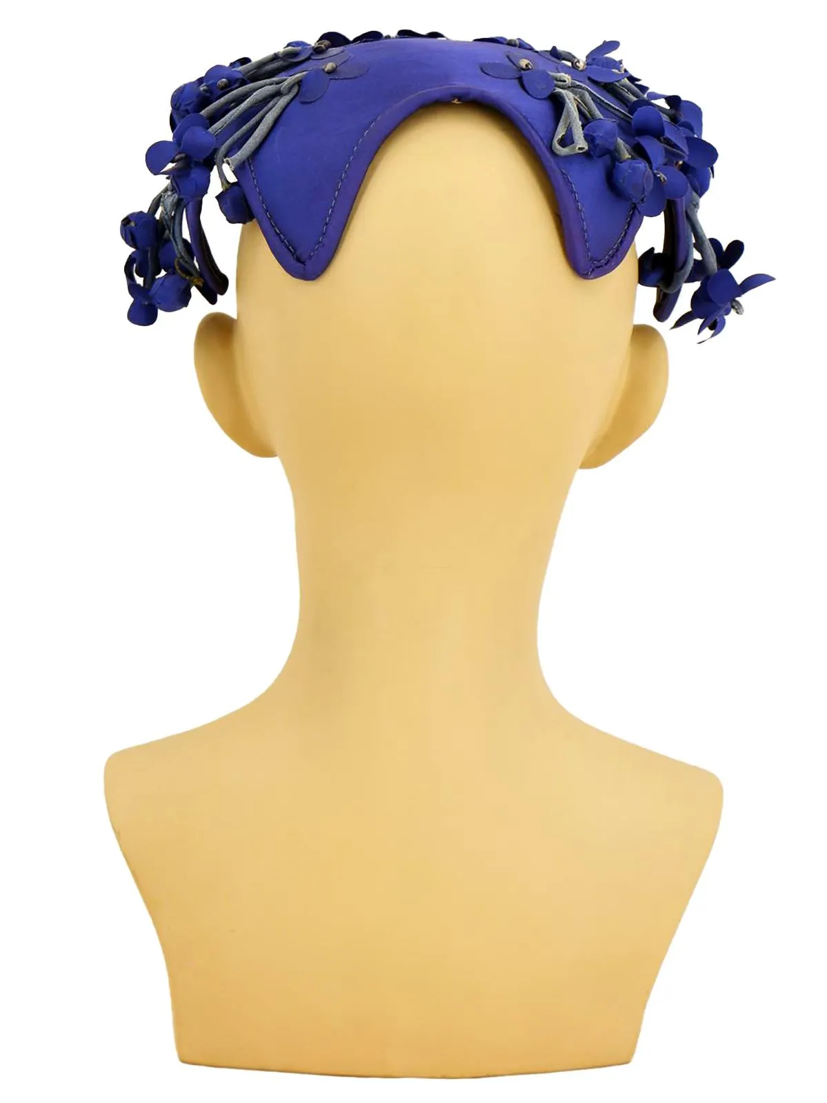 Deep Blue Floral Vintage Casque Hat