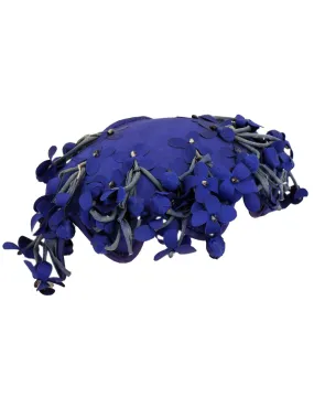 Deep Blue Floral Vintage Casque Hat