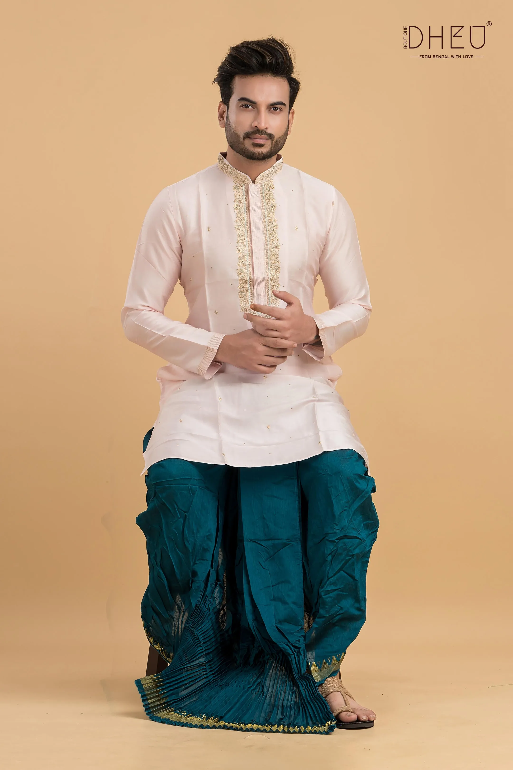 Designer Embroidery Kurta & Dhoti(Optional) Set