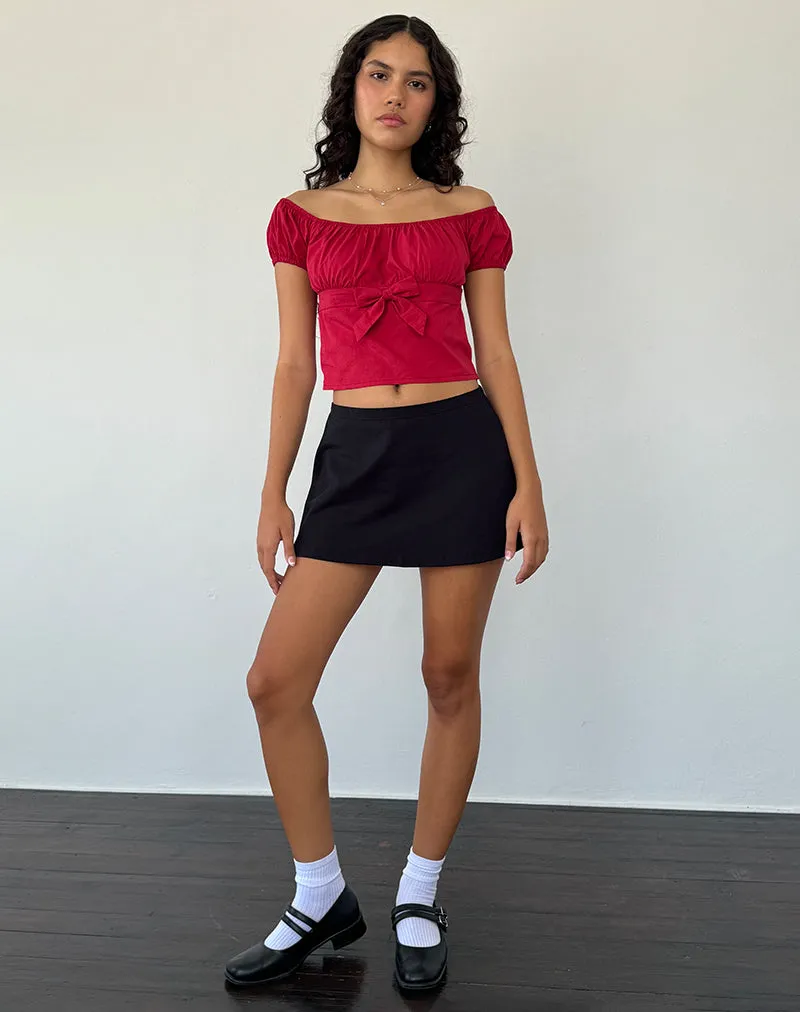 Endah Bardot Top in Poplin Adrenaline Red