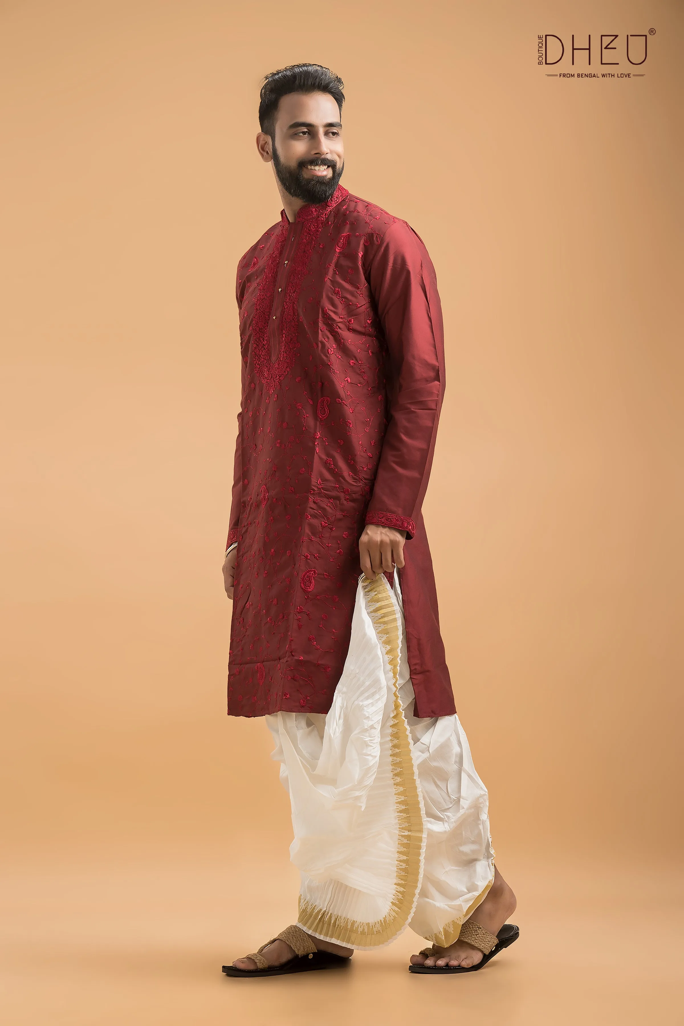 Exclusive Katan Silk Kurta & Dhoti(Optional) Set