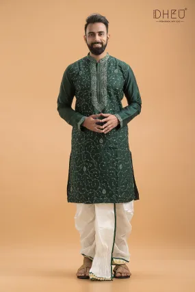 Exclusive Katan Silk Kurta & Dhoti(Optional) Set