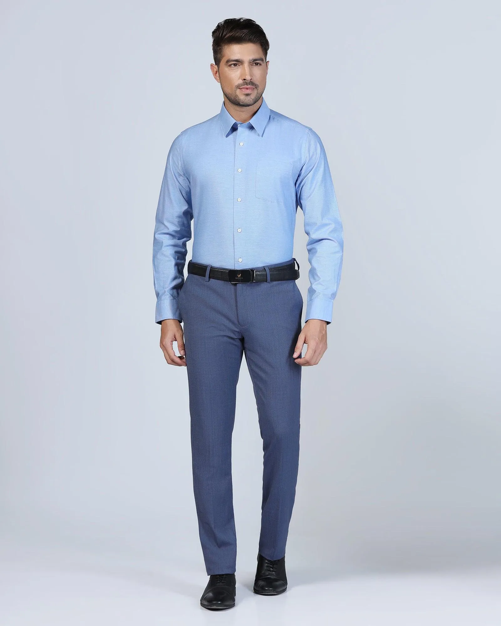 Formal Blue Textured Shirt - Robot