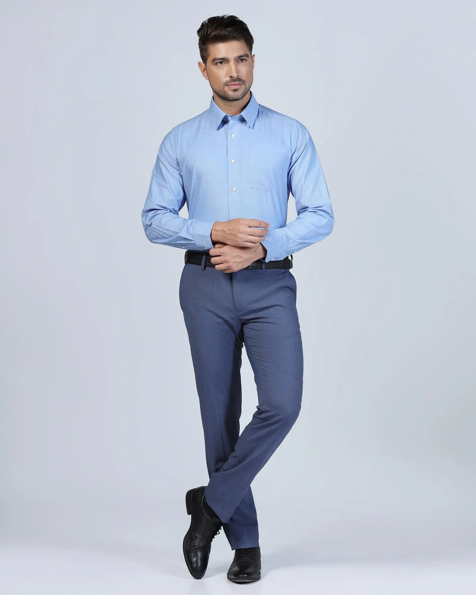 Formal Blue Textured Shirt - Robot