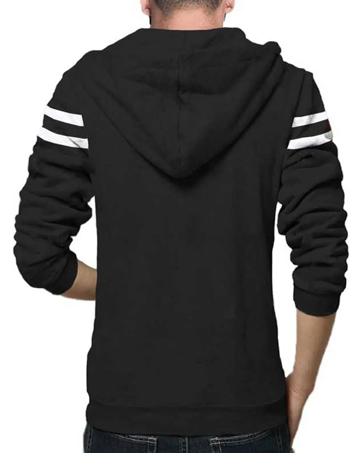 Full Sleeve Black White Striped Men Jacket