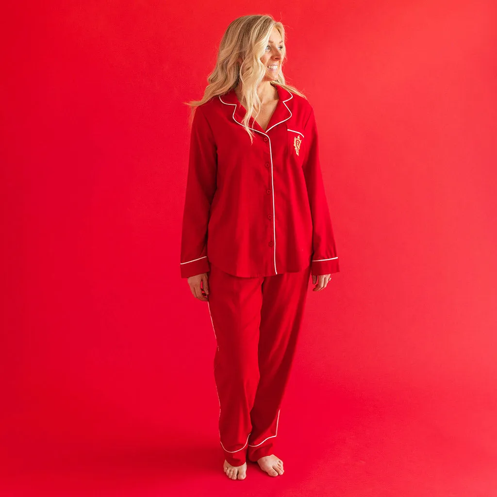 Garnet Red Women's Flannelette Luxe Pajama Set