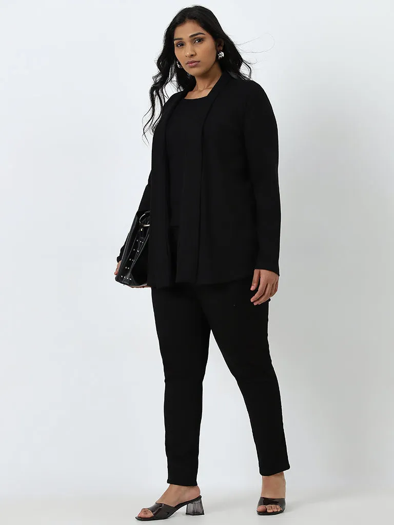 Gia Black Self-Striped Shrug