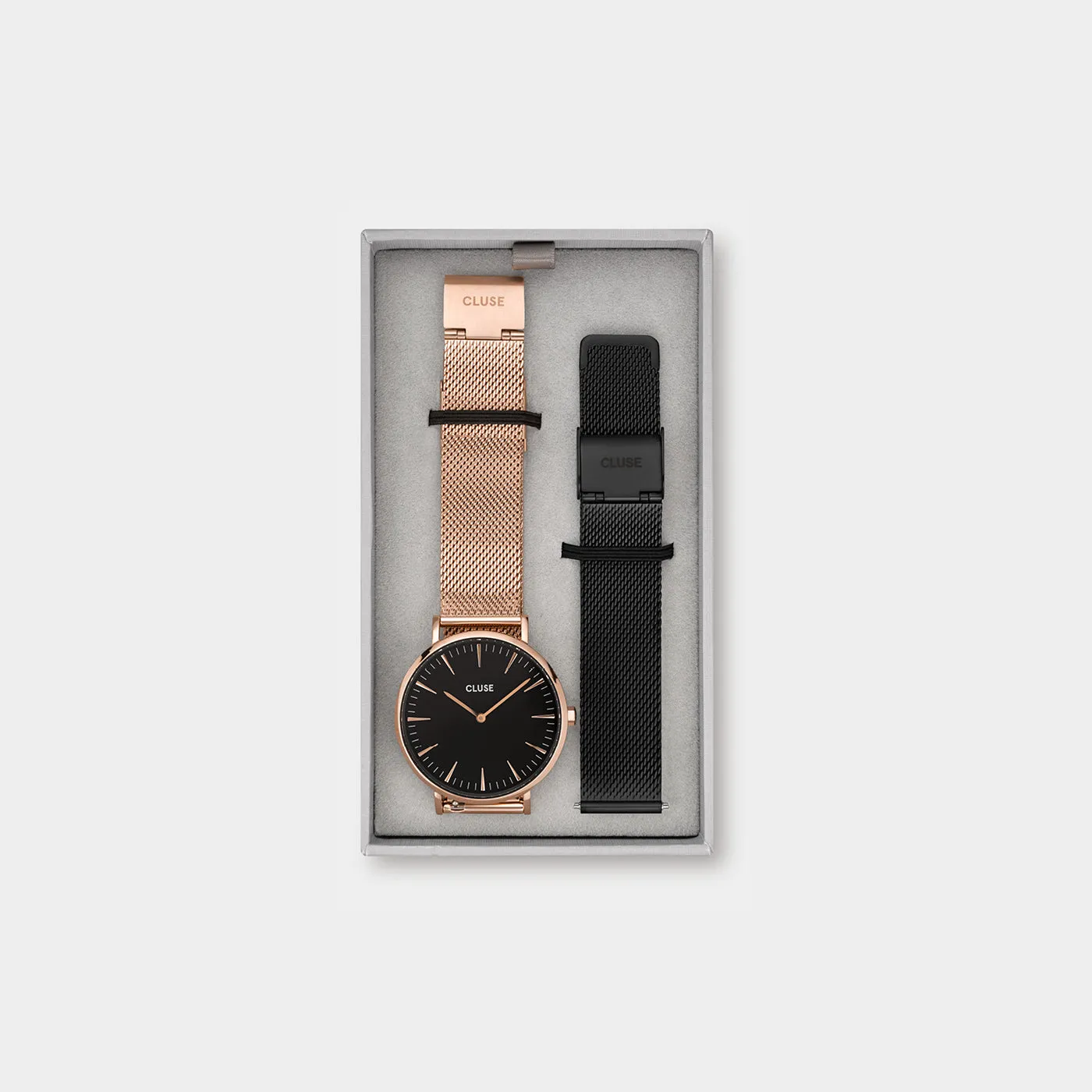 Gift Box Boho Chic Mesh Watch and Strap Rose Gold Colour