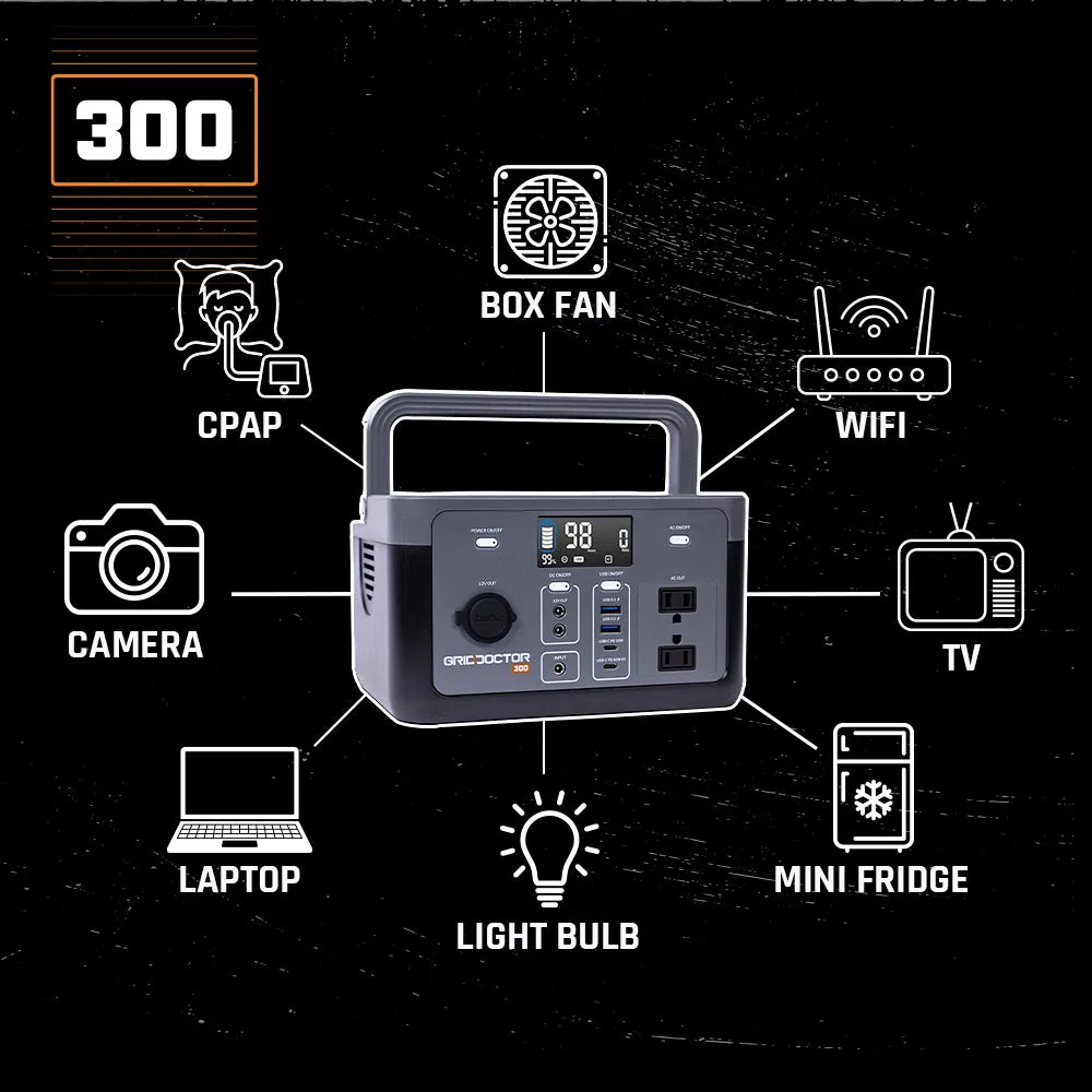 Grid Doctor 300 Solar Generator System w/ FREE 100W Solar Panel