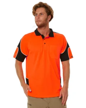 Hi Vis Short Sleeve Arm Panel Polo Shirt - Orange/Black