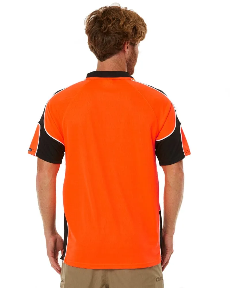 Hi Vis Short Sleeve Arm Panel Polo Shirt - Orange/Black