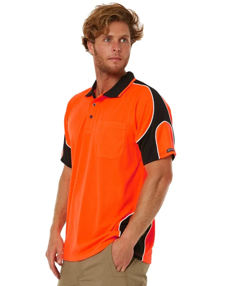 Hi Vis Short Sleeve Arm Panel Polo Shirt - Orange/Black