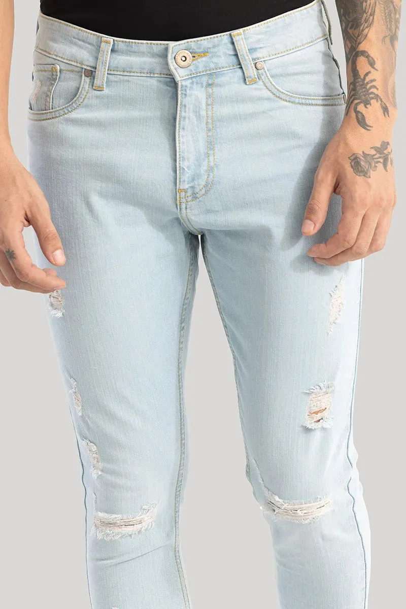 Ilaria Ice Blue Distressed Skinny Fit Jeans