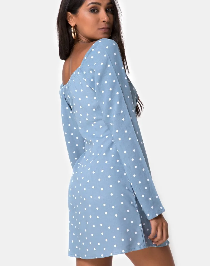 Ilova Dress in Skater Polka Blue