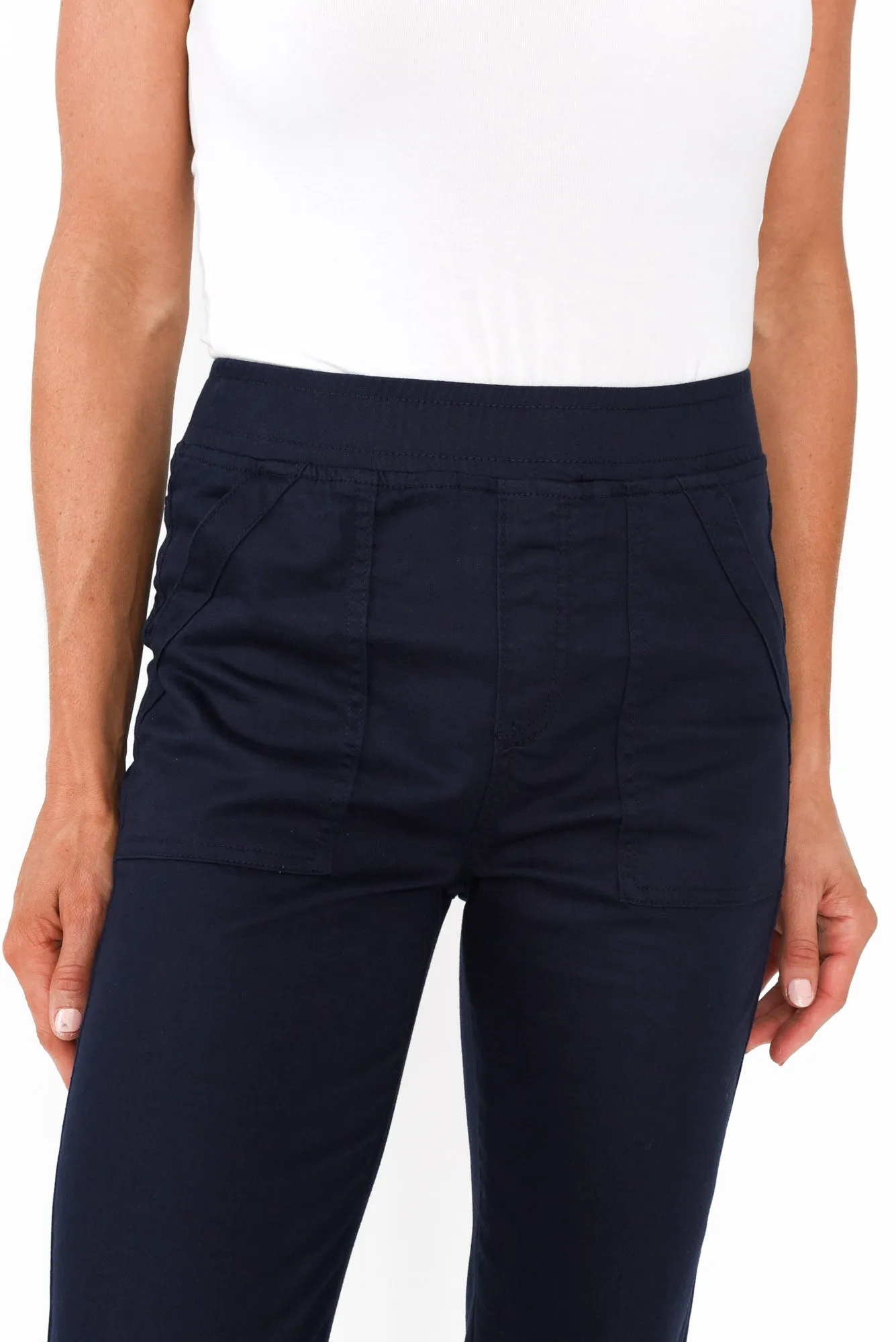 Isabella Navy Cotton Blend Pants