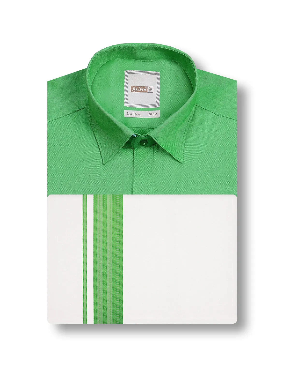 Karna Colour Shirt & Fancy Border Dhoti - Green