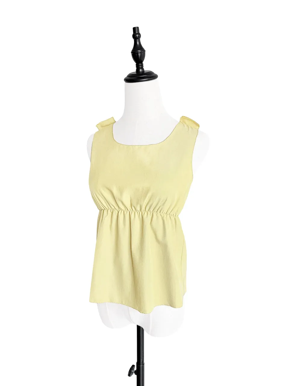 Last Chance! Lemonade Stitched Trim Empire Waist Silk Tank