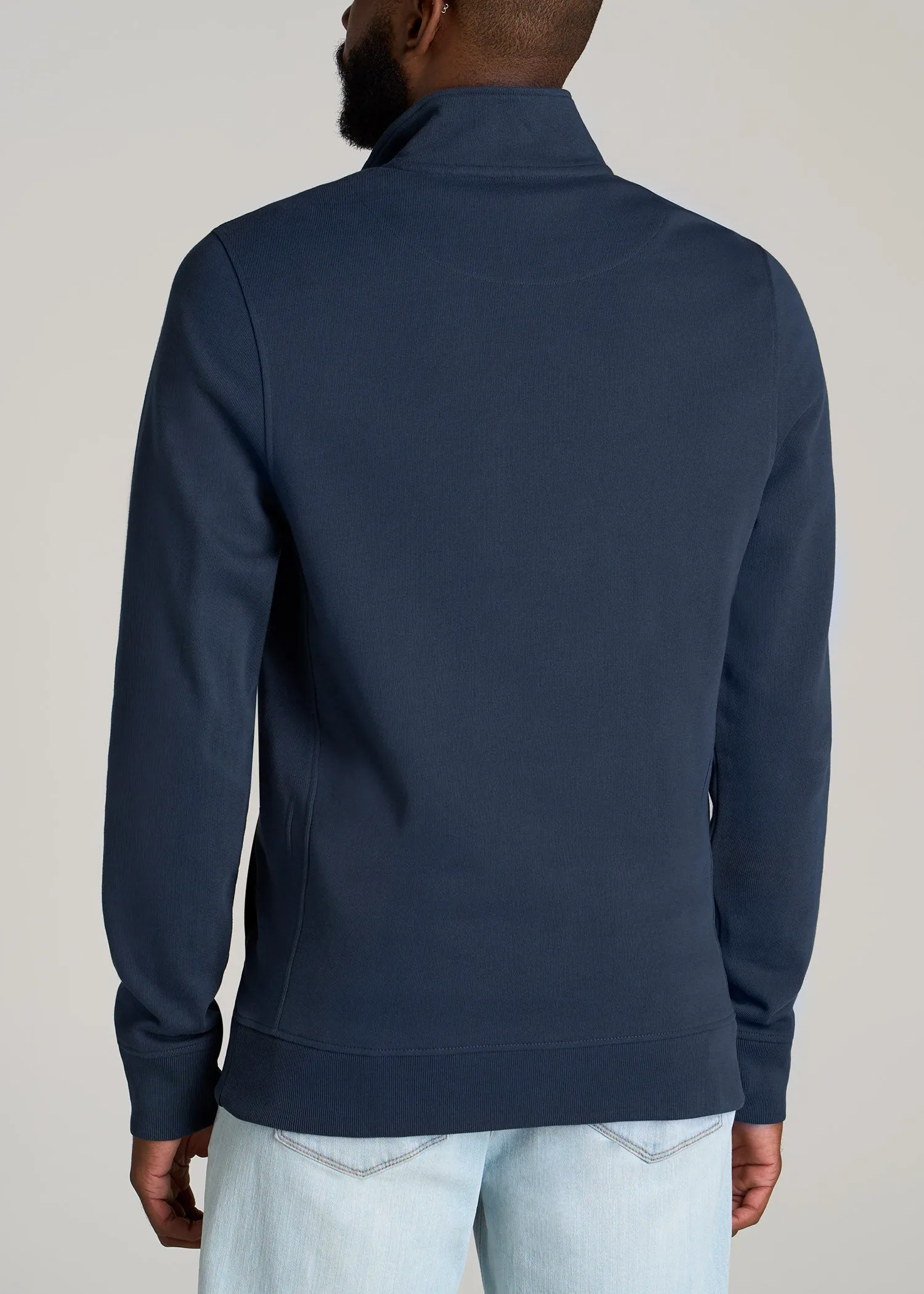 LJ&S Heavyweight Quarter-Zip Men's Tall Pullover in Vintage Midnight Navy