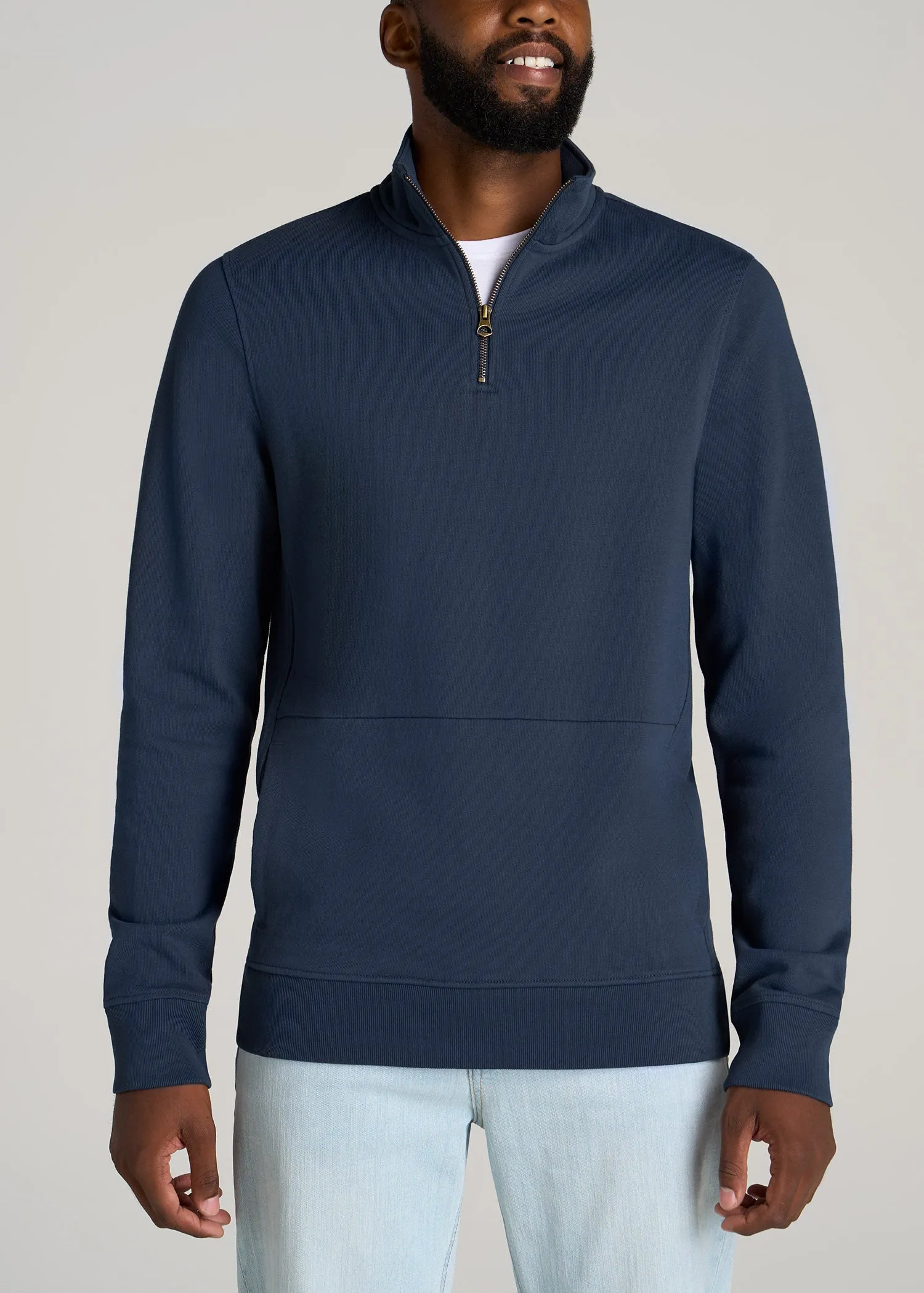 LJ&S Heavyweight Quarter-Zip Men's Tall Pullover in Vintage Midnight Navy