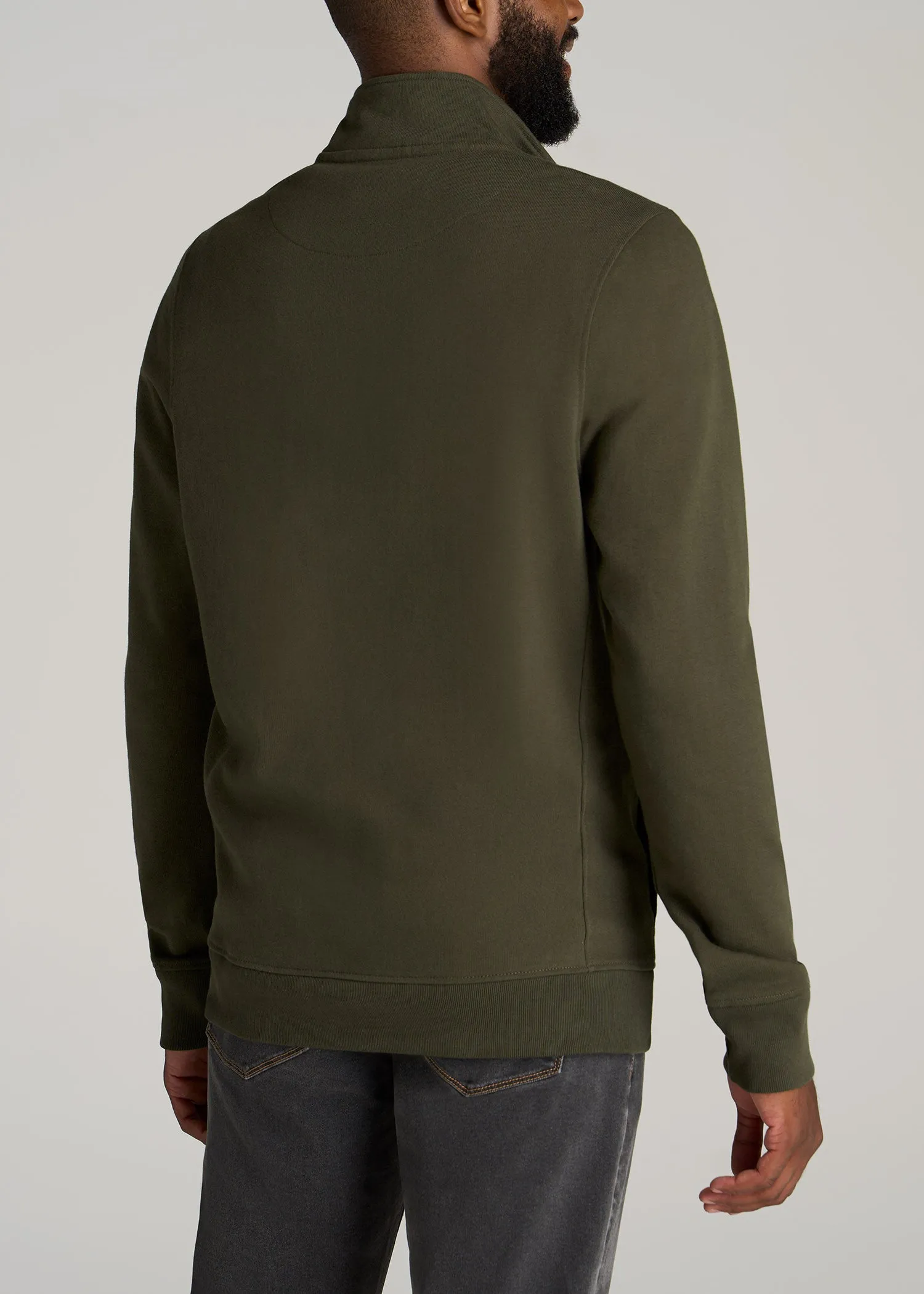 LJ&S Heavyweight Quarter-Zip Men's Tall Pullover in Vintage Thyme Green