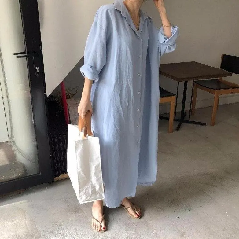 Long Shirt Dress With Buttons