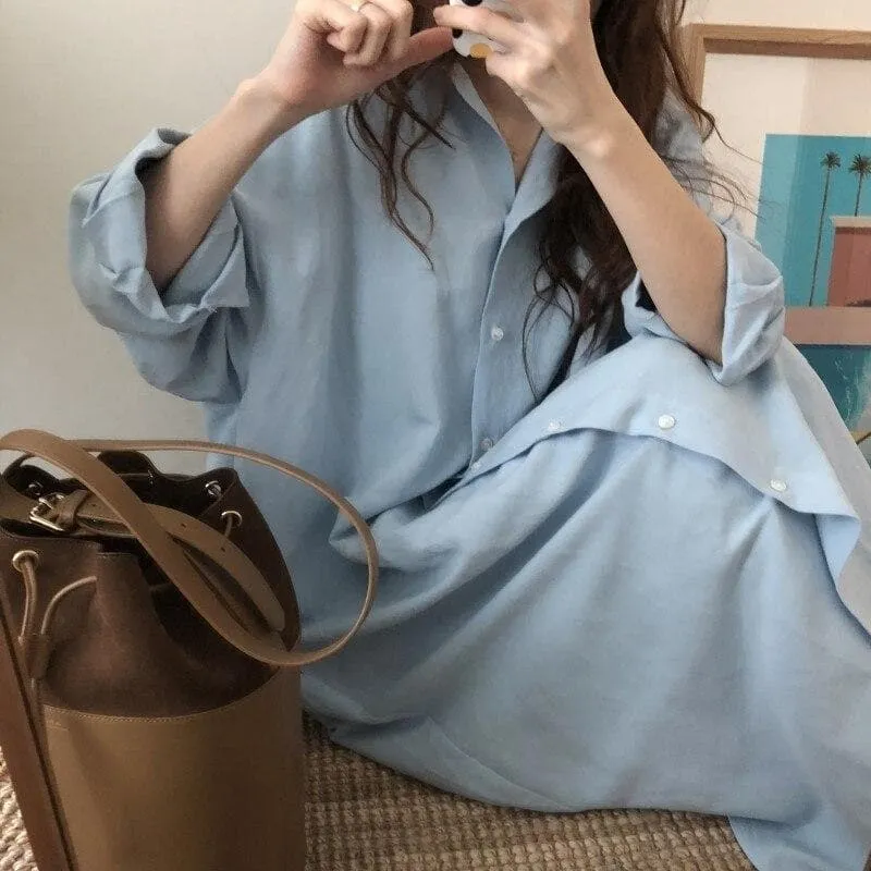 Long Shirt Dress With Buttons