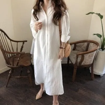 Long Shirt Dress With Buttons