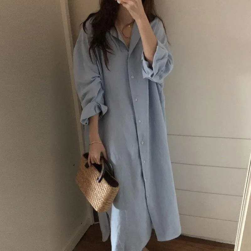 Long Shirt Dress With Buttons