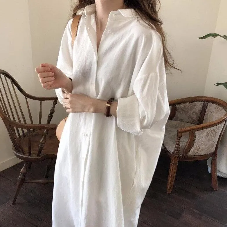 Long Shirt Dress With Buttons