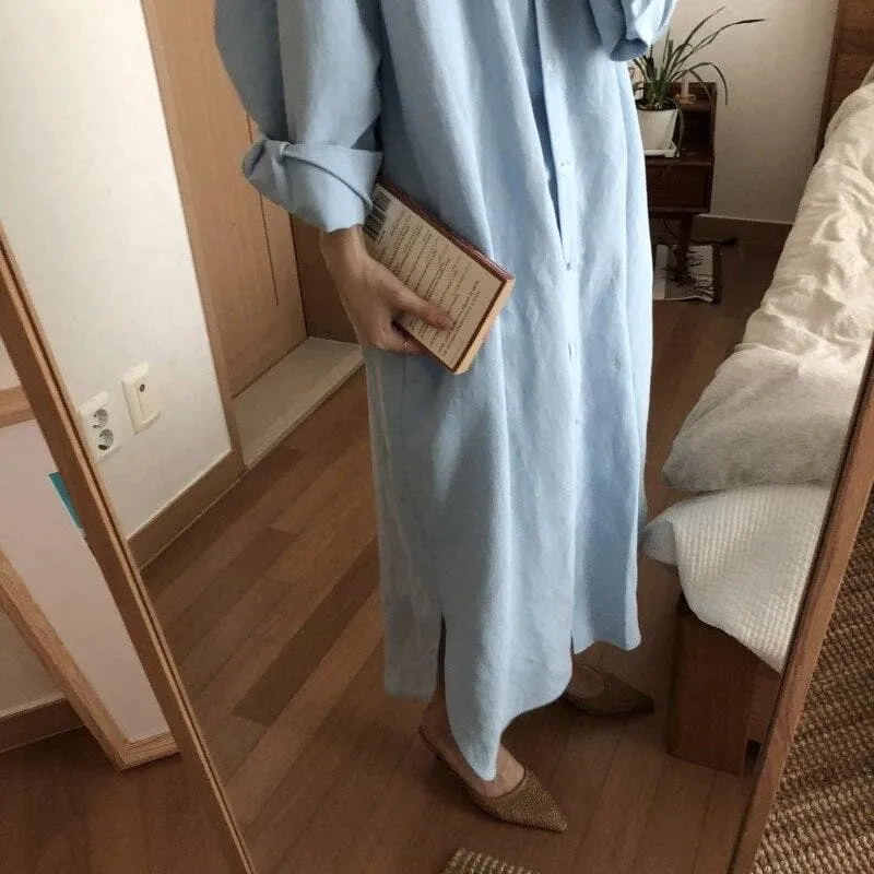 Long Shirt Dress With Buttons