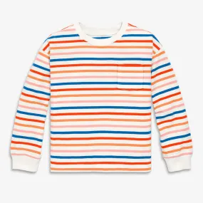 Long sleeve easy multi-stripe tee