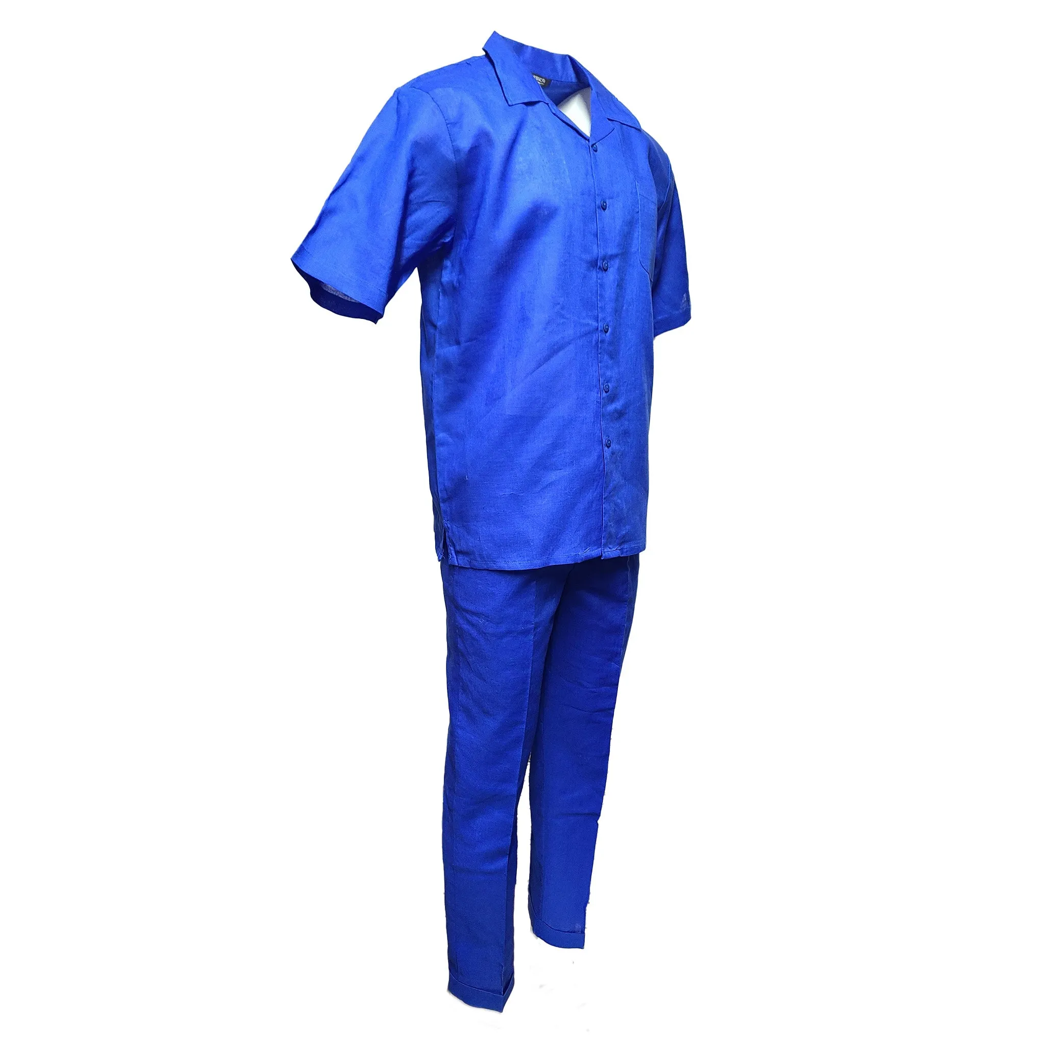 Men's Royal Blue Linen Leisure Suit