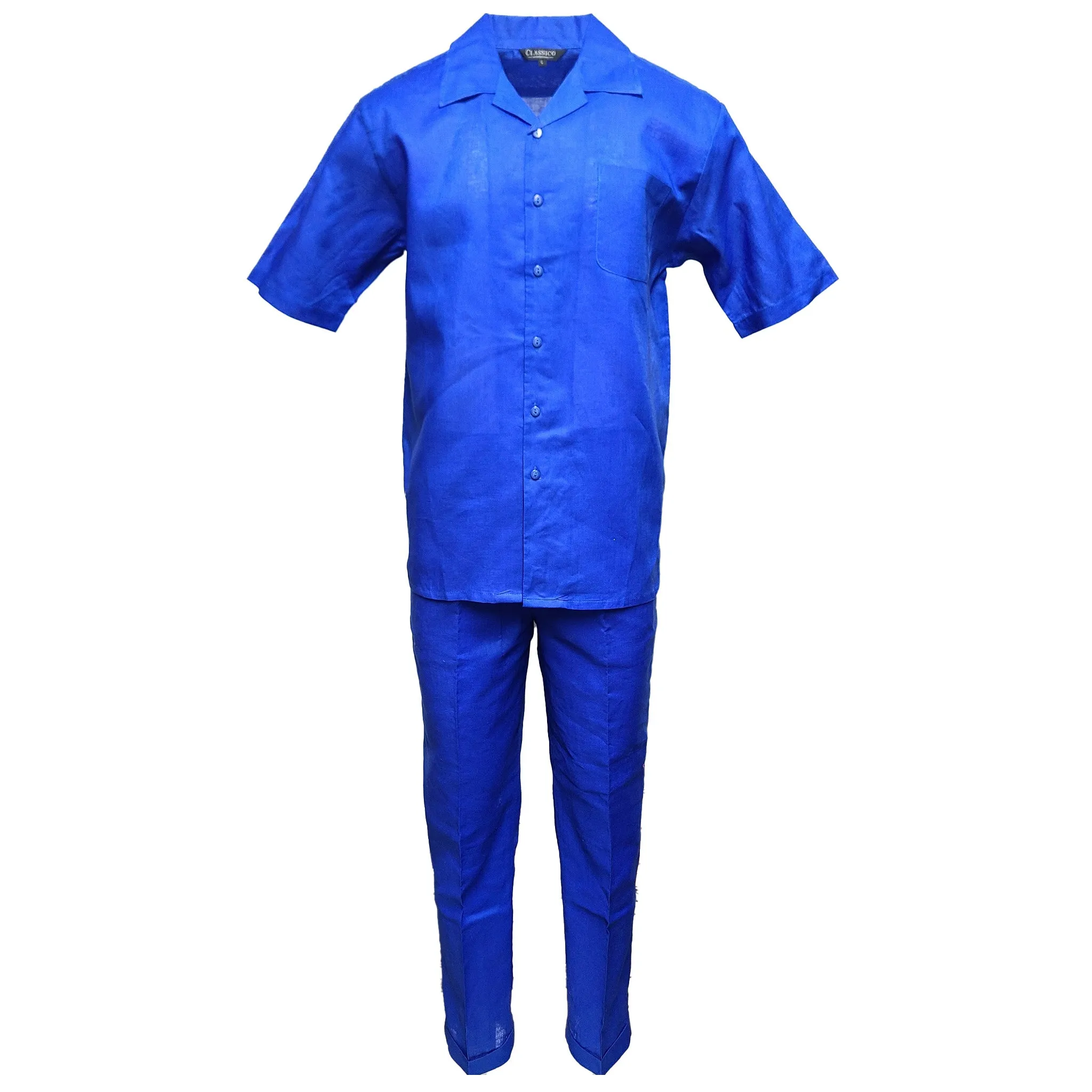 Men's Royal Blue Linen Leisure Suit