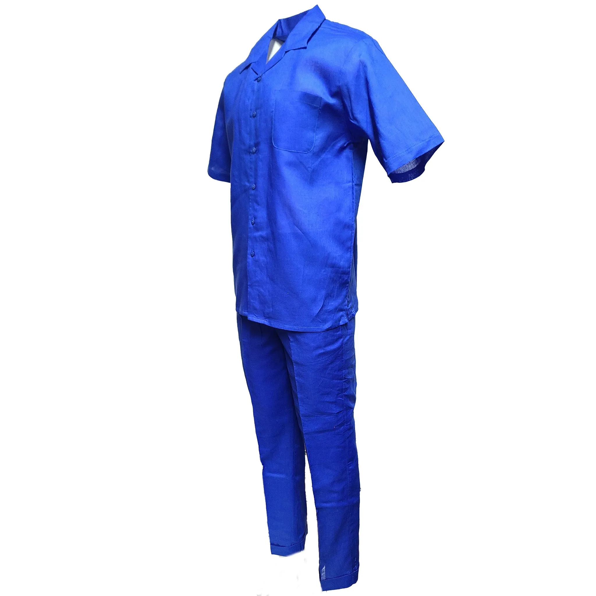 Men's Royal Blue Linen Leisure Suit