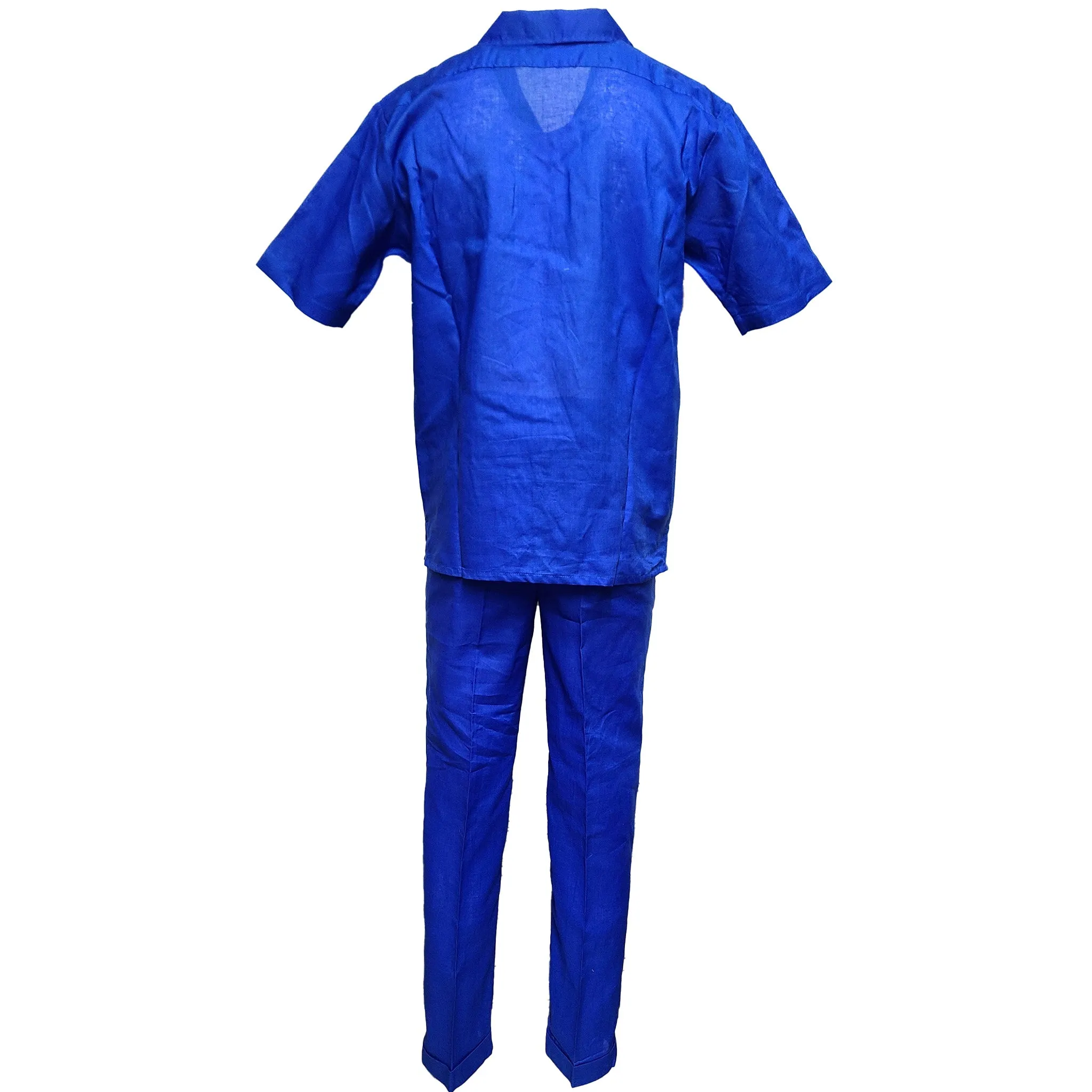 Men's Royal Blue Linen Leisure Suit