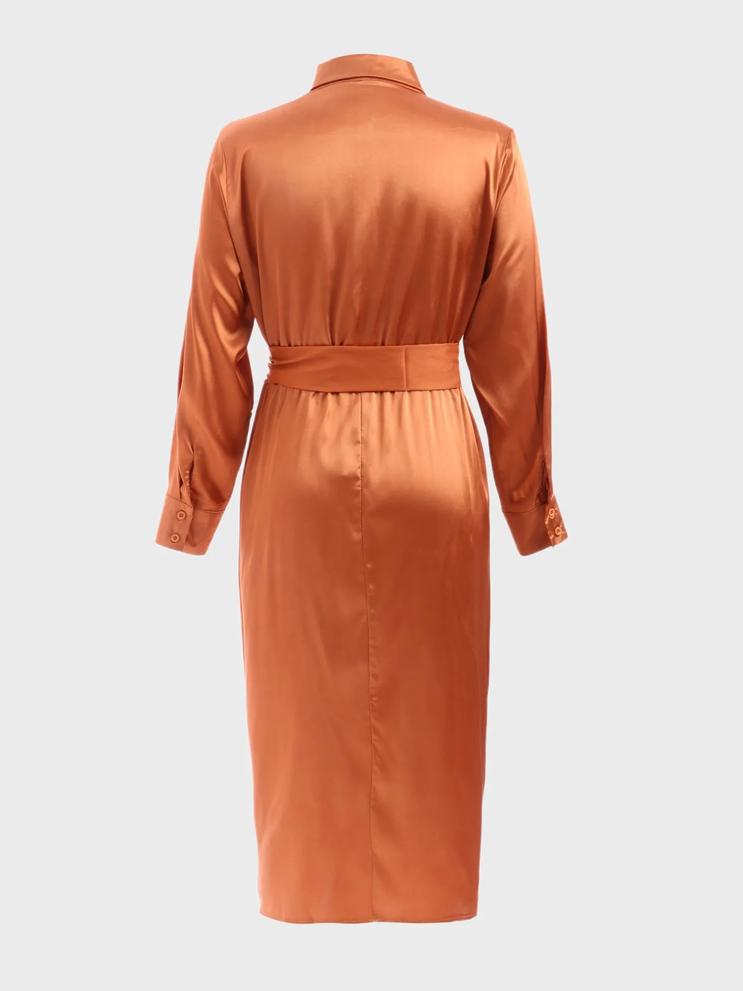 Midsize Glisten Satin Ruching Midi Dress