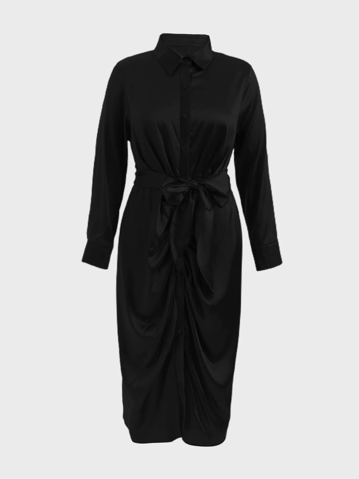 Midsize Glisten Satin Ruching Midi Dress