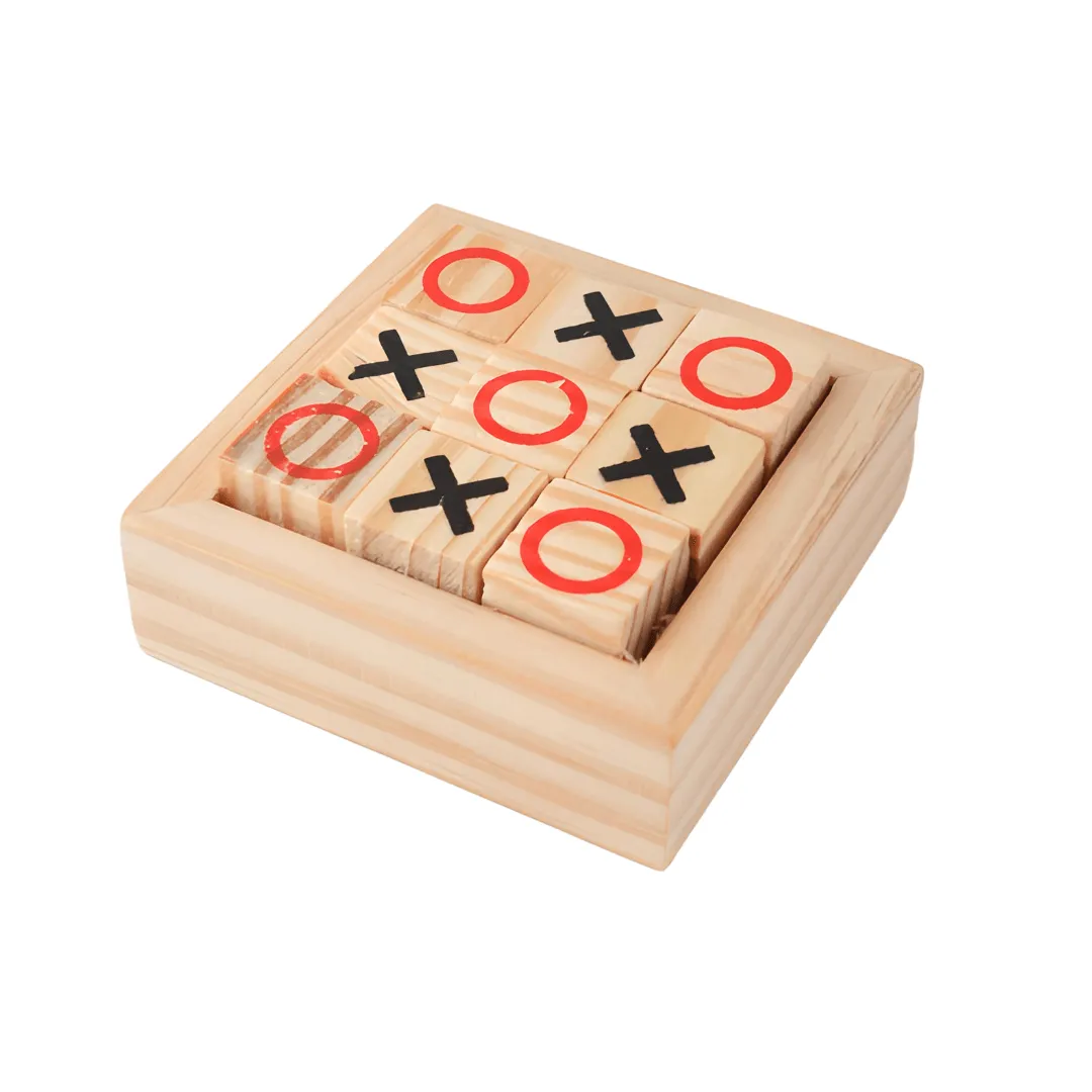 Mini Wooden XOX Tic Tac Toe Zero Cross Game Board Brain Game Board for All Ages Family Game