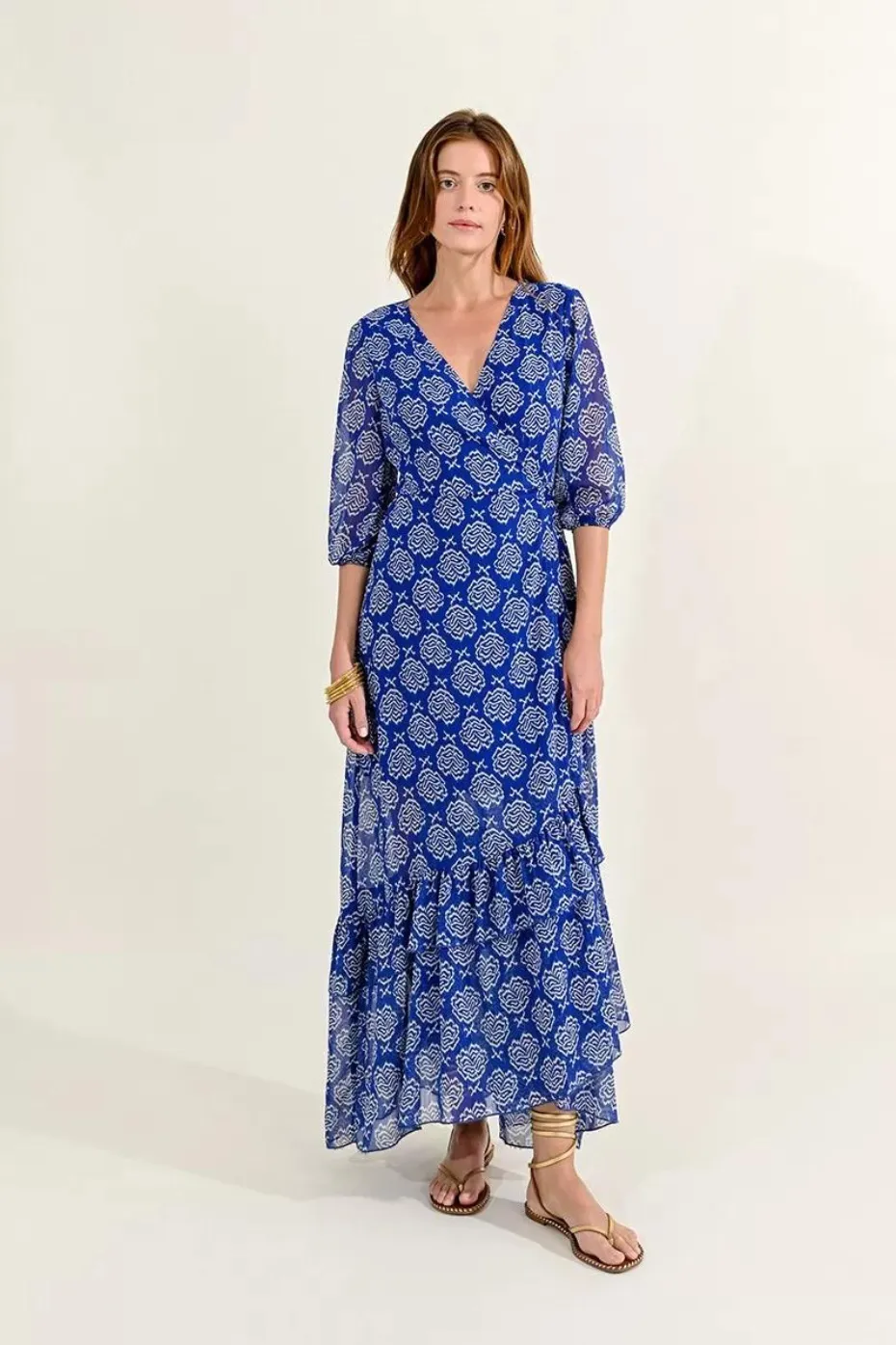 Molly Bracken Long Blue Wrap Dress